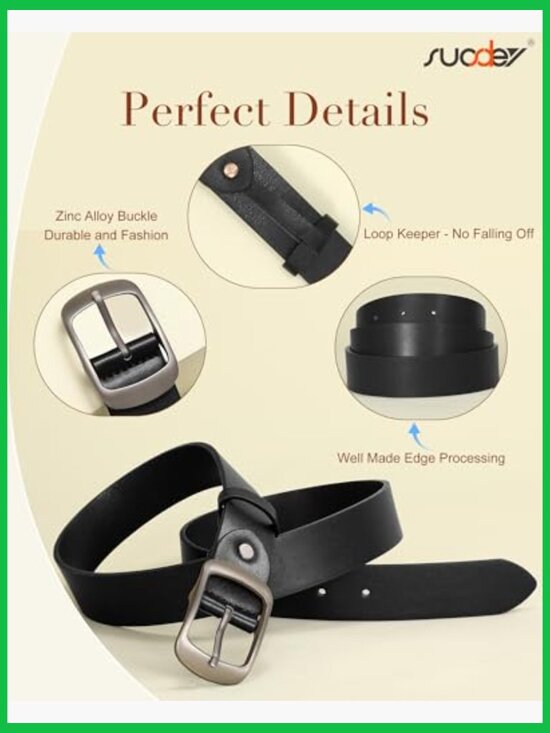 Premium Leather Waist Belt with Buckle, 1.3\